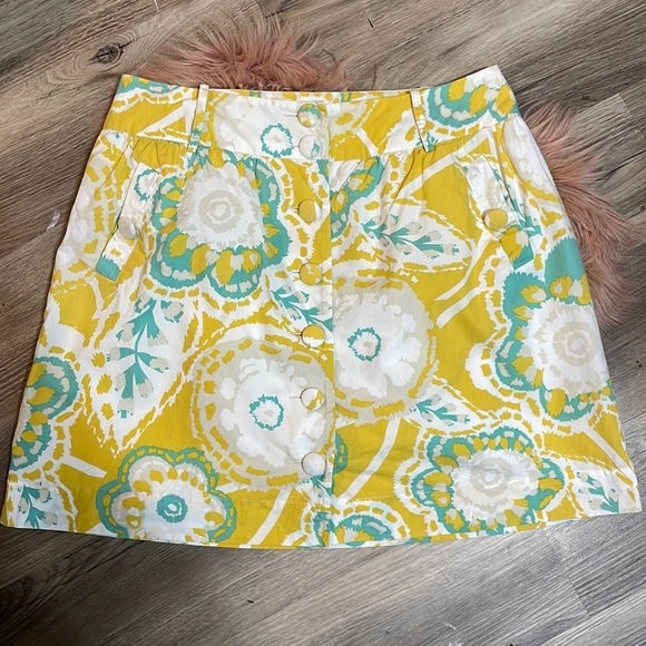 Fossil Floral Retro Yellow Skirt Size 6 - Picture 1 of 10